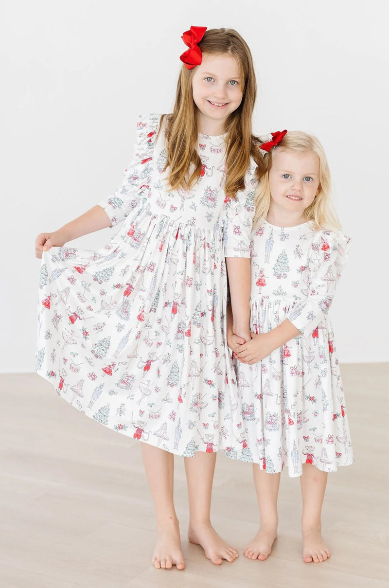 Mila & Rose Ruffle Twirl Dress in Clara's Christmas