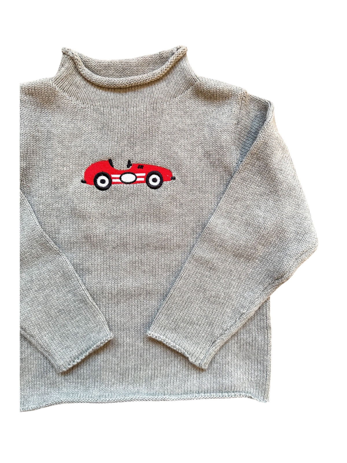 A Soft Idea Race Car Roll Neck Sweater in Grey