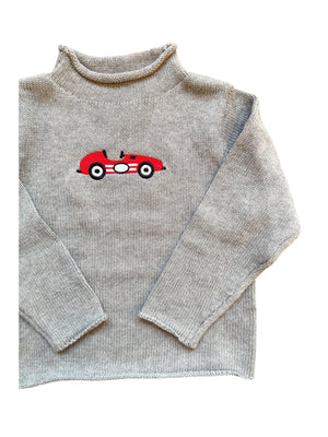 A Soft Idea Race Car Roll Neck Sweater in Grey