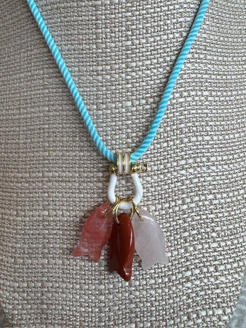 Pink/Carnelian/Rose on Blue