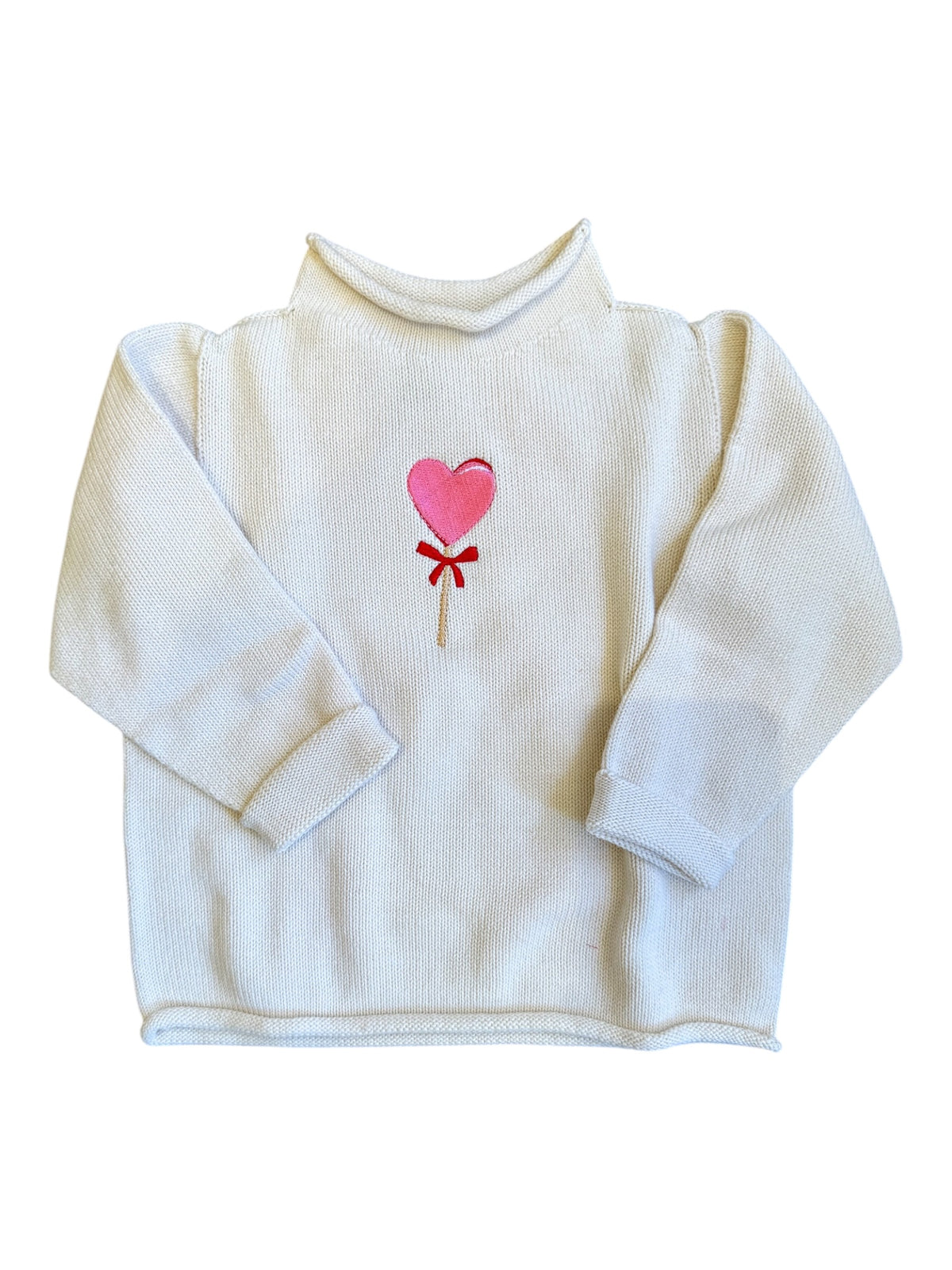 A Soft Idea Roll Neck Sweater in Heart Lollipop