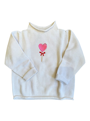 A Soft Idea Roll Neck Sweater in Heart Lollipop