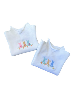 A Soft Idea Carrot Patch Bunnies Roll Neck Sweater in White