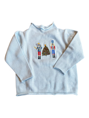 A Soft Idea Roll Neck Sweater in Blue with Nutcracker Trio
