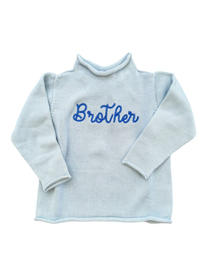 A Soft Idea Roll Neck Sweater in Light Blue with Brother