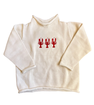 A Soft Idea Roll Neck Sweater in Cream with Lobster Trio