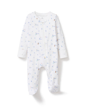 Petite Plume Pima Cotton Baby Footie in Letters and Lullabies
