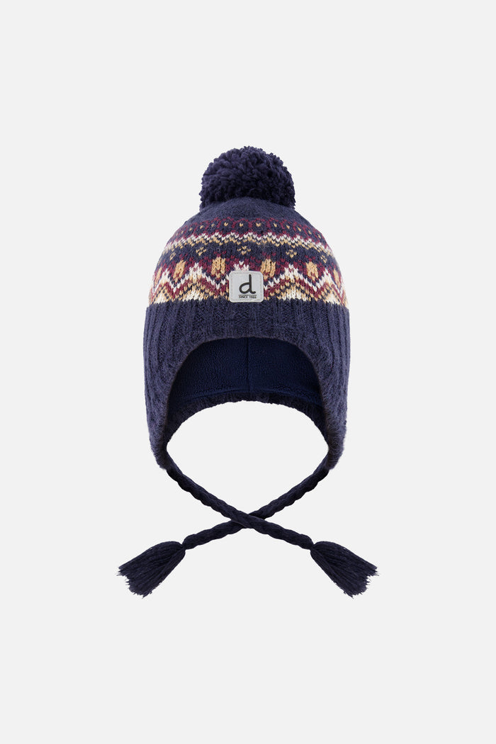 Deux Par Deux Baby Peruvian Knit Hat in Navy Nordic