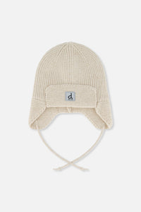 Deux Par Deux Baby Knit Hat in Beige