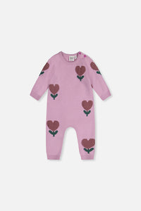 Deux Par Deux Knit Intarsia Romper in Lilac