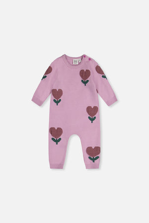 Deux Par Deux Knit Intarsia Romper in Lilac