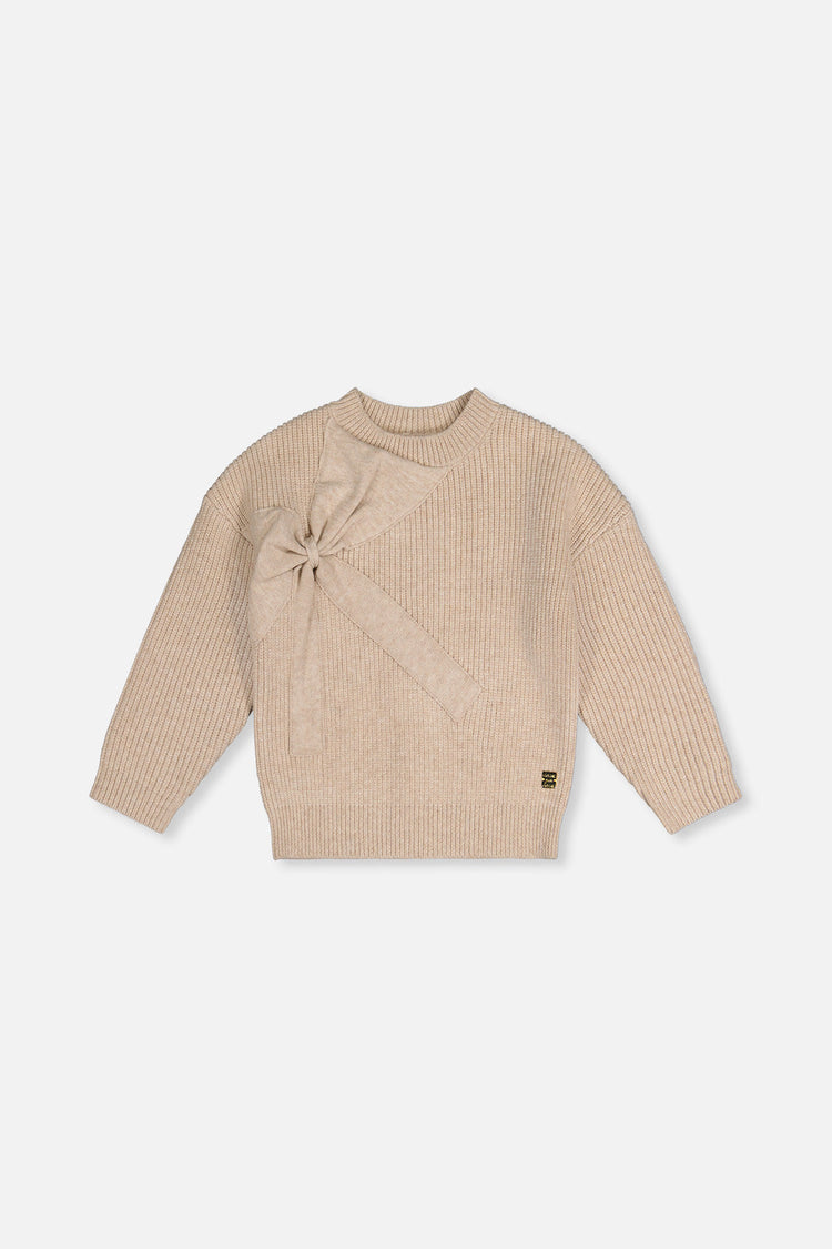 Deux Par Deux Bow Sweater in Off White