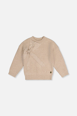Deux Par Deux Bow Sweater in Off White