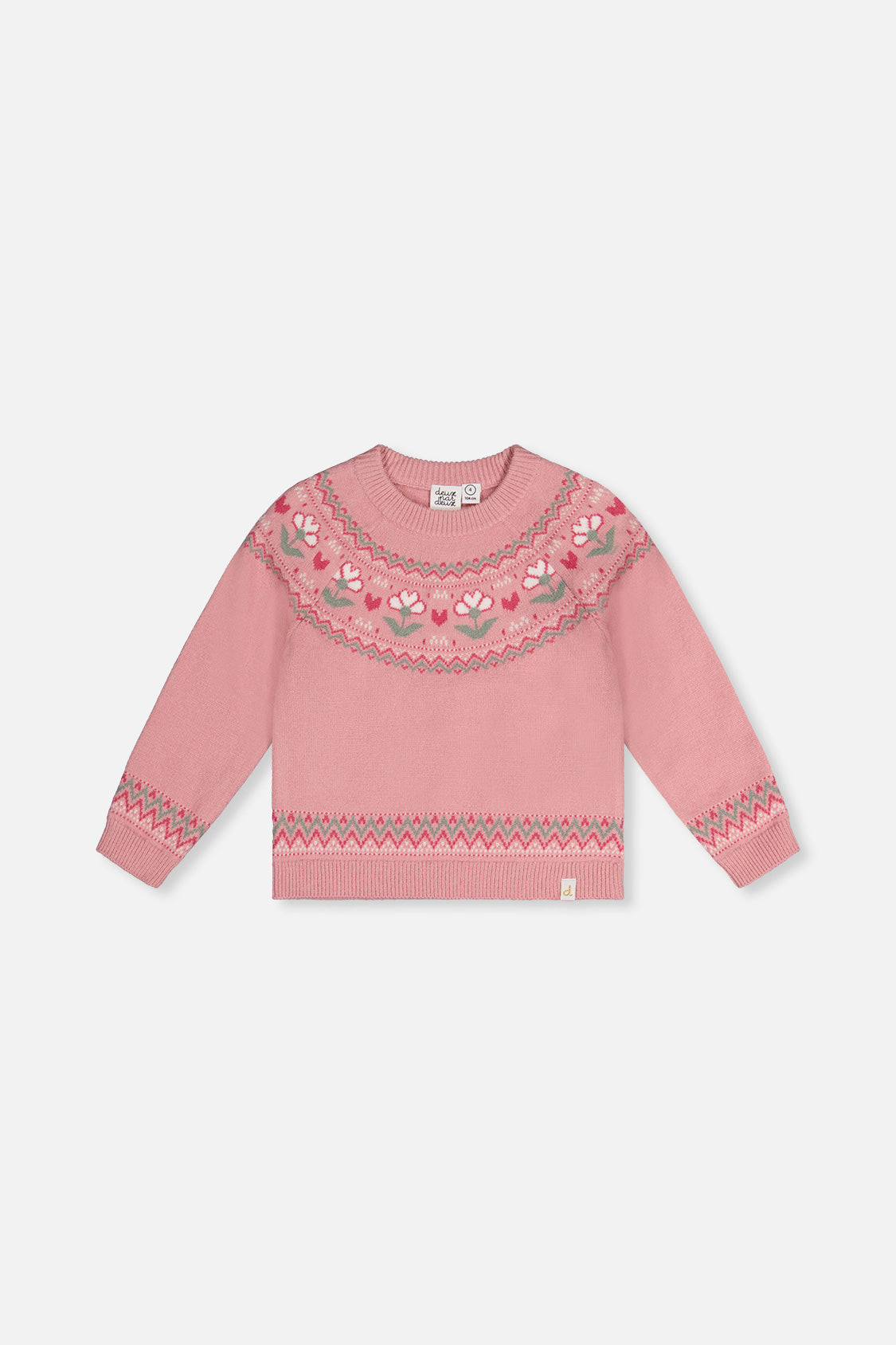Deux Par Deux Sweater in Pink Jacquard Flower