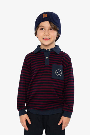Deux Par Deux Brushed Jersey Top in Red Stripe