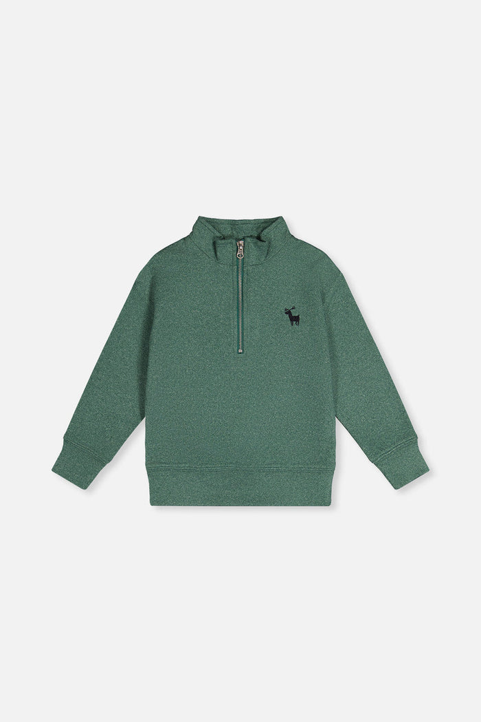 Deux Par Deux Half Zip Sweater in Green