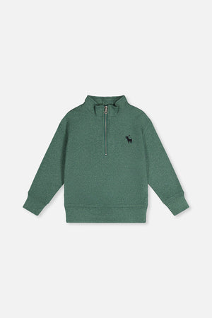Deux Par Deux Half Zip Sweater in Green