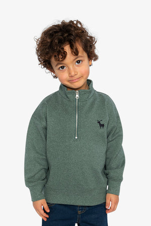 Deux Par Deux Half Zip Sweater in Green