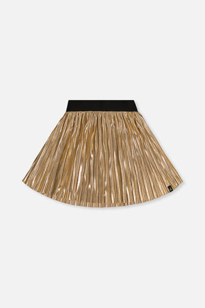 Deux Par Deux Pleated Skirt in Gold