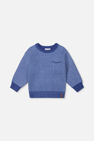 Deux Par Deux Crew Neck Sweater in Blue Mix