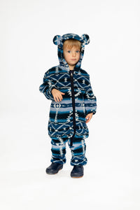 Deux Par Deux Plush Romper in Aztec Blue