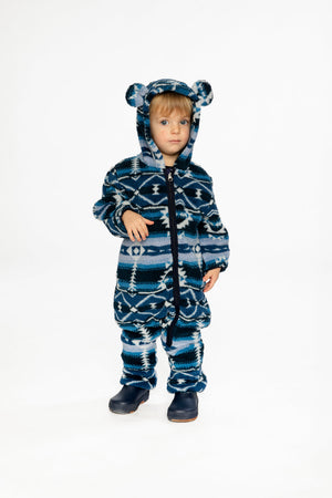 Deux Par Deux Plush Romper in Aztec Blue