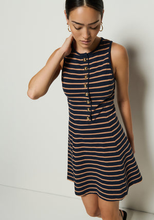 Nation Jayna Dress in Latte Stripe
