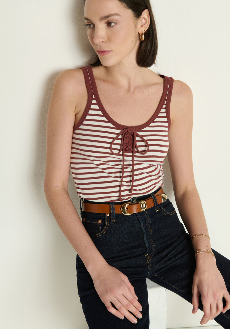 Nation Jil Lace Up Tank in Sable