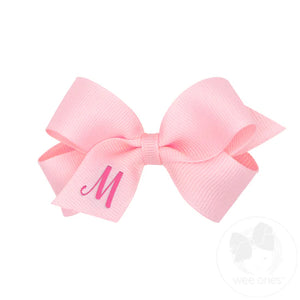 Wee Ones Mini Initial Bow in Light Pink/Hot Pink
