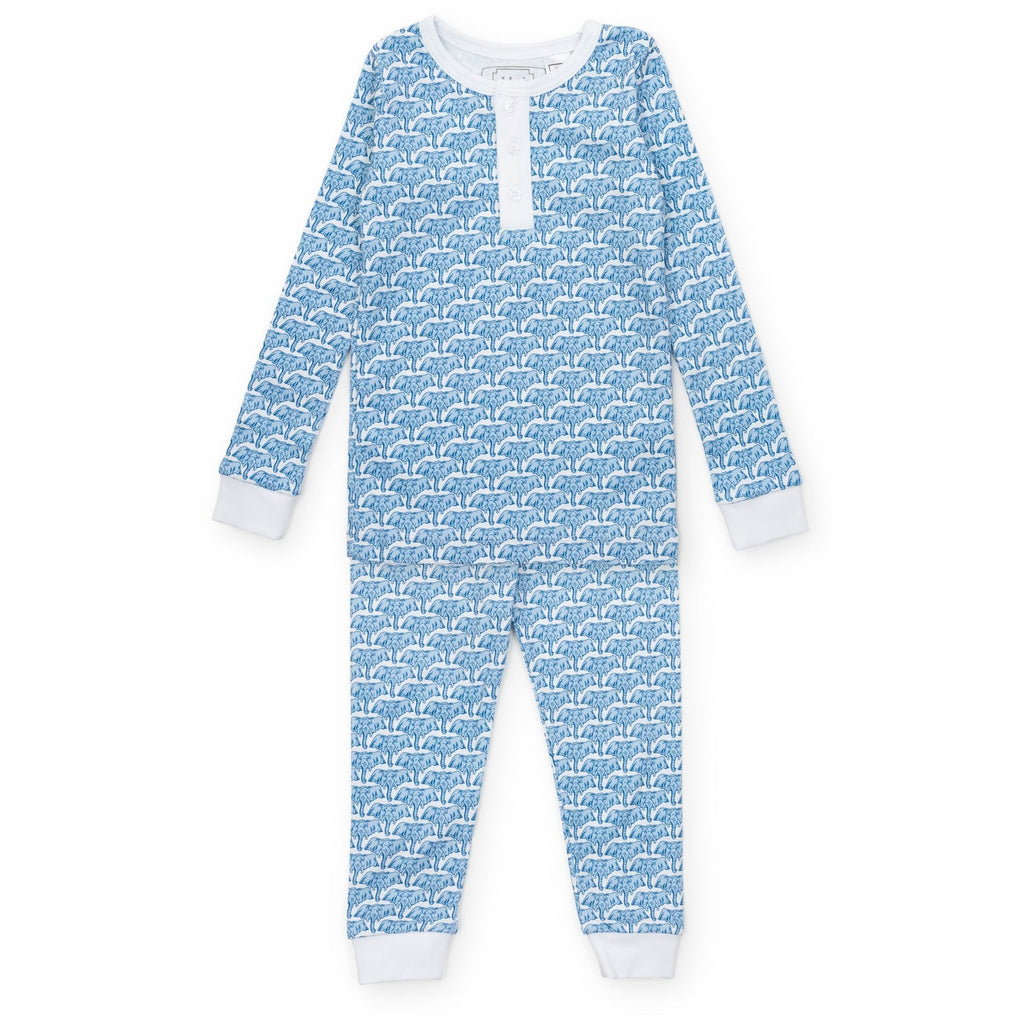 Lila + Hayes Jack Pajama Set in Blue African Elephants