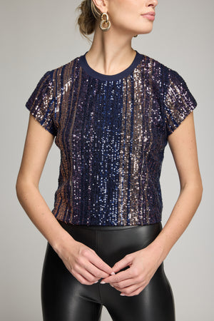 KAI STRIPE SEQUIN TOP