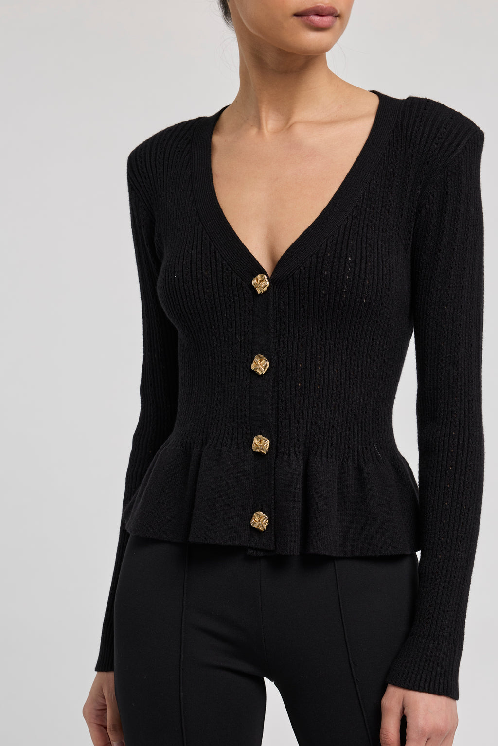 Generation Love Lirio Pointelle Cardigan in Black