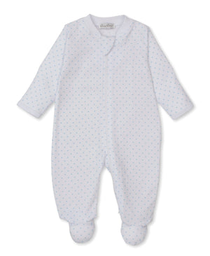 Kissy Kissy Print Zip Footie in Blue Stars