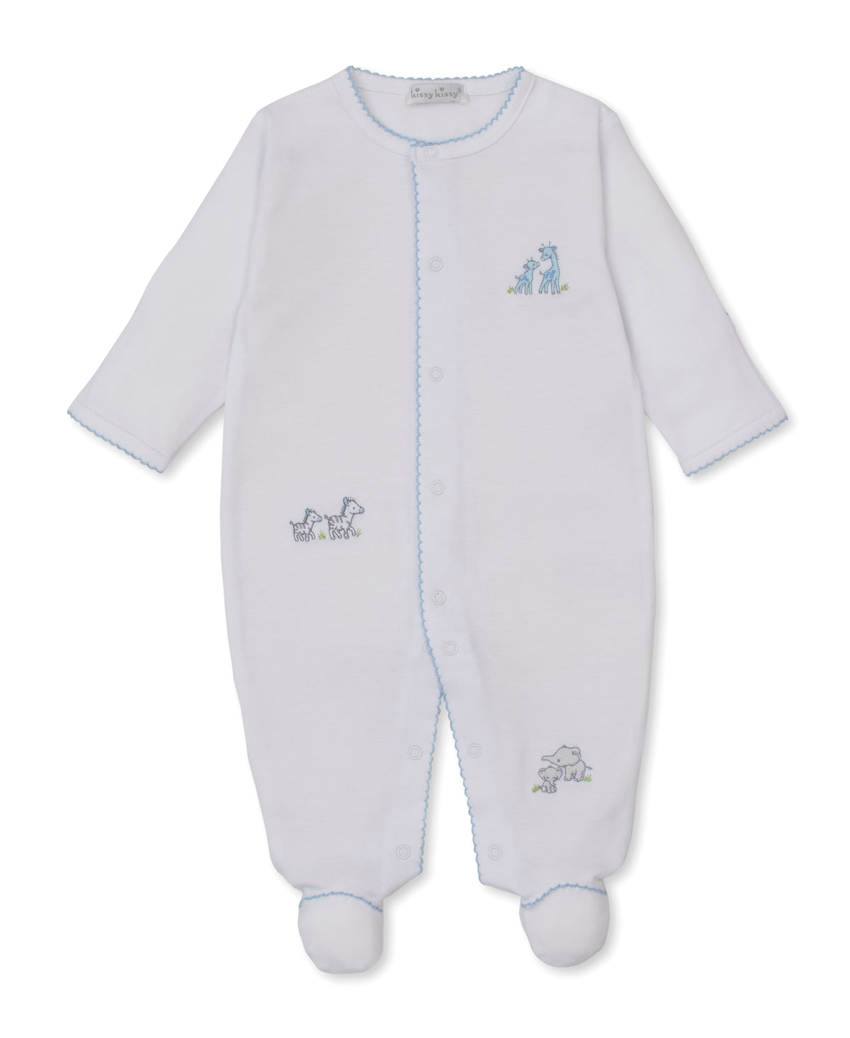 Kissy Kissy Snap Footie in Blue Safari Party