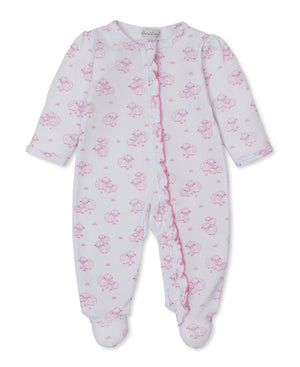 Kissy Kissy Print Zip Footie in Pink Sweet Sheep