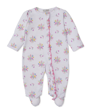 Kissy Kissy Print Zip Footie in Pastel Gardens
