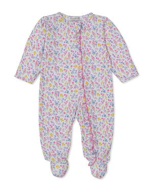 Kissy Kissy Print Zip Footie in Pastel Gardens
