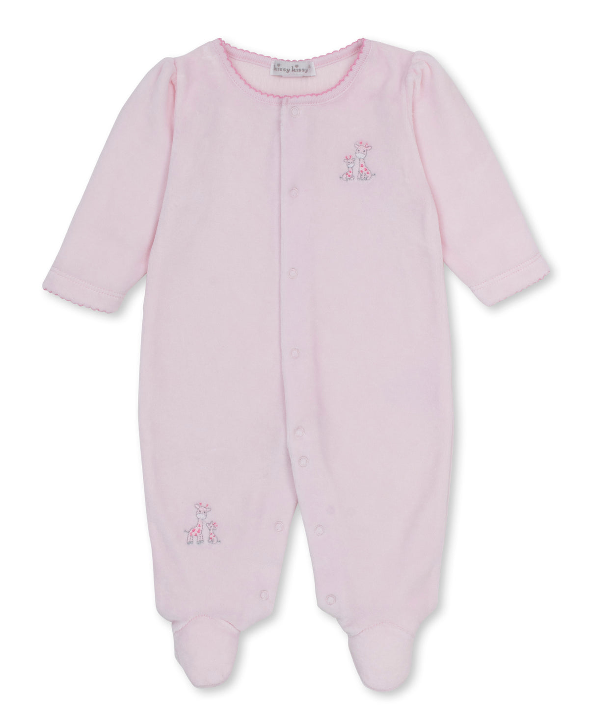 Kissy Kissy Velour Footie in Pink Just Giraffes
