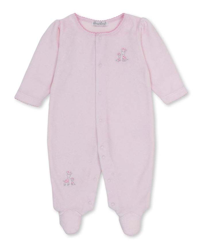 Kissy Kissy Velour Footie in Pink Just Giraffes