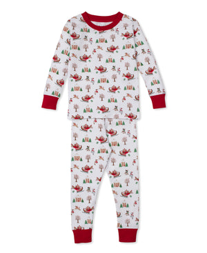 Kissy Kissy Snugfit Pajama Set in Up & Away Santa Pups