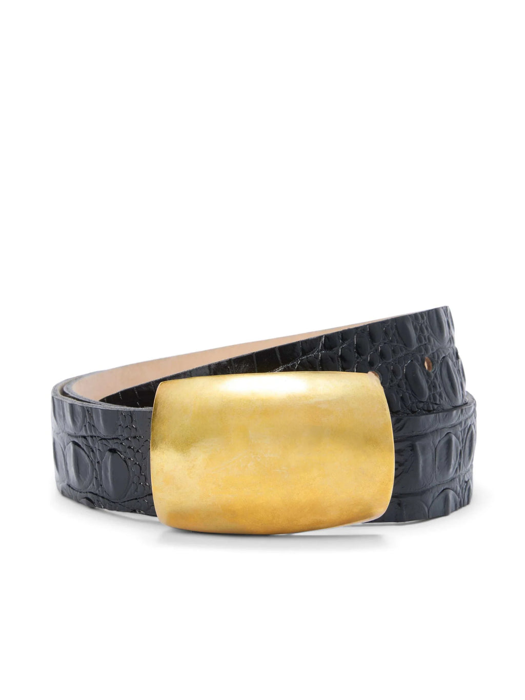 L'agence Milou Domed Croc Embossed Belt in Black
