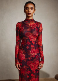 Favorite Daughter The Sheer Fantasy Dress in Wine Floral