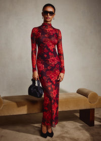 Favorite Daughter The Sheer Fantasy Dress in Wine Floral