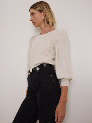 Nation Loren Peasant Tee in Heather Oatmeal