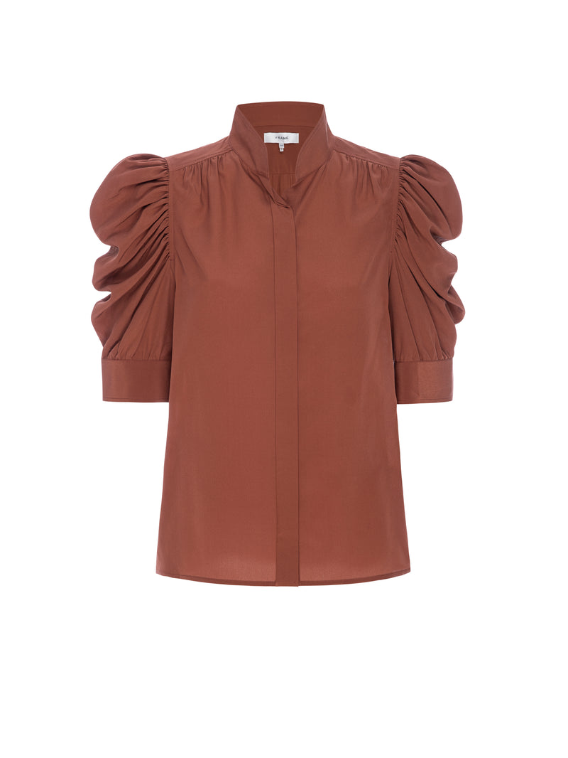 Frame Gillian Silk Top in Deep Rust Silk