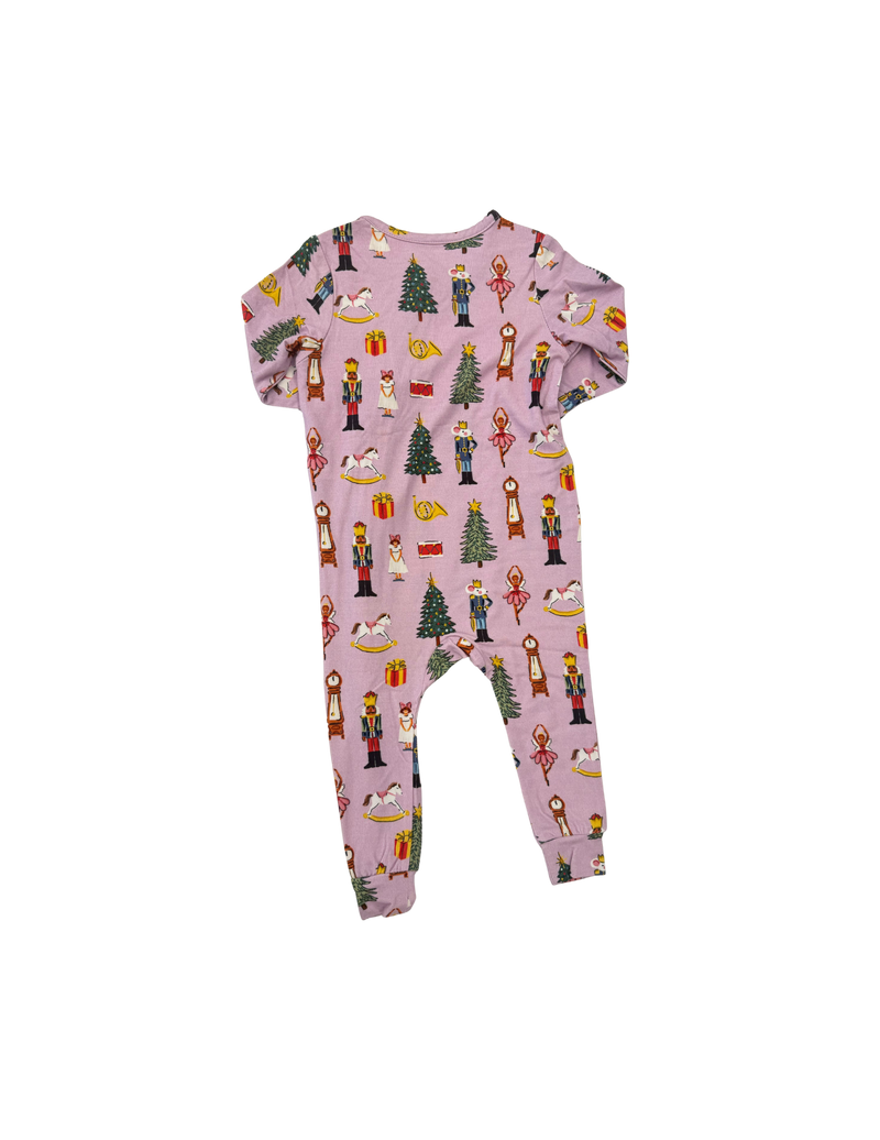 Pink Chicken Bamboo Romper in Lavender Nutcracker