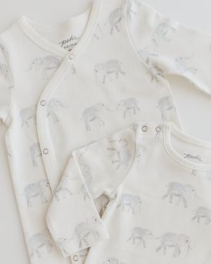 Pehr Kimono Romper in Follow Me Elephant