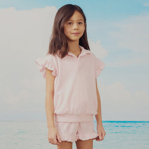 Miles the Label Terry Polo Shirt in Pink