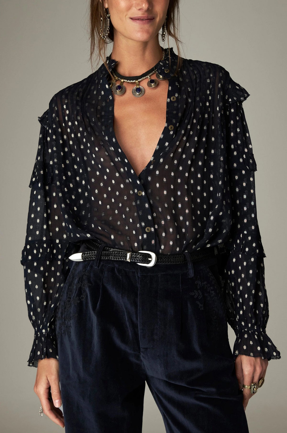 Maison Hotel Simona Blouse in Sienna Navy