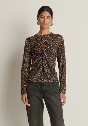 Nation Marion Twist Front Tee in Winter Leopard